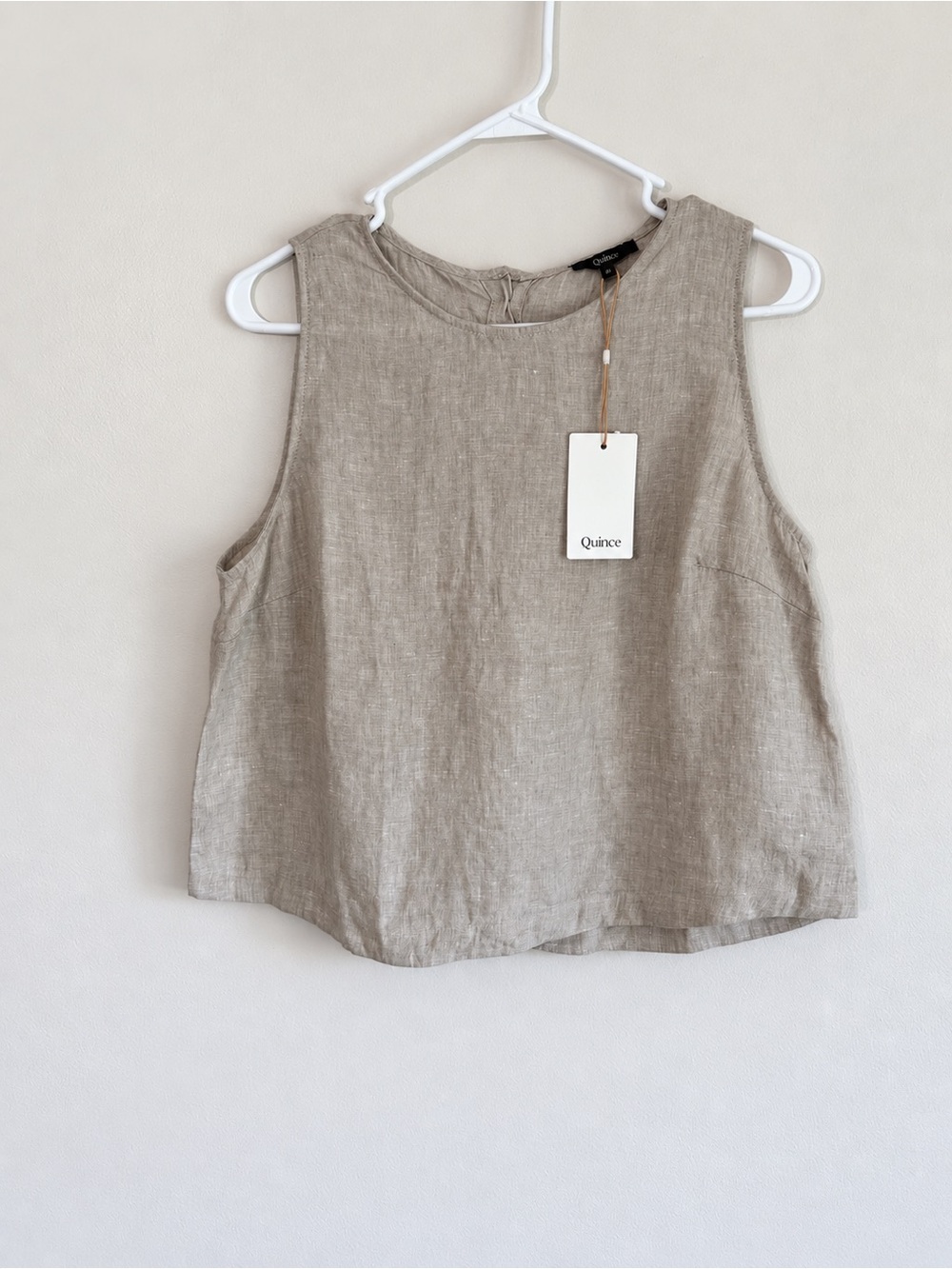 Quince 100% European Linen Cropped Tank Flax Medium NWT